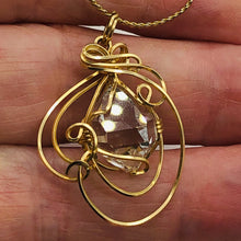 Load image into Gallery viewer, Herkamer Diamond 14K Gold Filled Wire Wrap Drop Pendant | 1 1/2" Long| Clear| 1