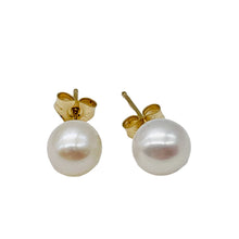 Load image into Gallery viewer, Pearl 14K Gold 6mm Stud Earrings | 6mm | White | 1 Pair |