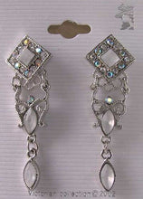 Load image into Gallery viewer, ! Shimmer! Silvertone & White Crystal Fashion Earrings 10079C