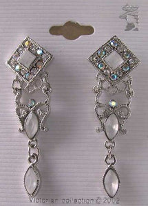 ! Shimmer! Silvertone & White Crystal Fashion Earrings 10079C