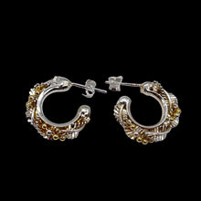 Load image into Gallery viewer, Sterling Silver and Gold Hoop Post Earrings | 7/8" Long | Silver/Gold | 1 Pair |