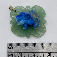 Load image into Gallery viewer, Ribbit 1 Lapis Frog On Aventurine Lily pad Pendant | 28x28.5x11mm | Blue