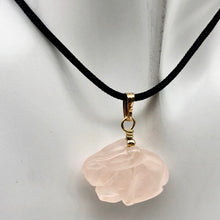 Load image into Gallery viewer, Rose Quartz Bunny Rabbit Pendant Necklace|SemiPrecious Stone Jewelry|14K Pendant - PremiumBead Alternate Image 2