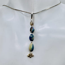 Load image into Gallery viewer, Opal Sterling Silver Drop | 2 1/4" Long | Blue Green Fire | 1 Pendant