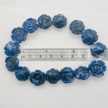 Load image into Gallery viewer, Hand Carved Blue Sodalite Rose Bead Half Strand | 15-16 Beads | 14x7 mm |