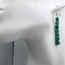 Load image into Gallery viewer, Exotic! Malachite Cube Beads 14K Gold Filled Earrings! | 2 inch Long |
