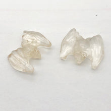 Load image into Gallery viewer, 2 Hand Carved Natural Quartz Bat Beads | 21x16x5mm | Clear