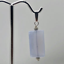 Load image into Gallery viewer, Natural Blue Chalcedony Rectangle Stardust Sterling Silver | 1.5" Long | Pendant
