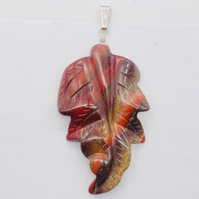 Load image into Gallery viewer, Carved Brecciated Jasper Leaf Sterling Silver Pendant | 2 3/4" Long| 1 pendant |