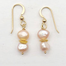 Load image into Gallery viewer, Fresh Water Pearls 14K Gold Filled Drop Earrings| 1 1/4" Long| Peach| 1 Earrings