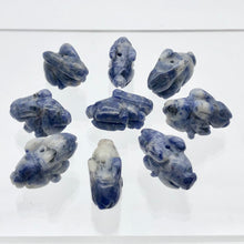 Load image into Gallery viewer, Hoppity 2 Hand Carved Sodalite Bunny Rabbit Beads | 21.5x12x9mm | Blue w/White - PremiumBead Alternate Image 10