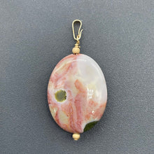 Load image into Gallery viewer, Ocean Jasper 14K Gold Filled Oval Pendant | 1 1/2" Long | Red/White | 1 Pendant|