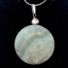 Load image into Gallery viewer, Wavy! One Aqua Green Hemimorphite Disc Sterling Silver Pendant | 1 3/4" long |