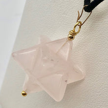 Load image into Gallery viewer, Kabbalah Carved Rose Quartz Merkaba Star 14Kgf Pendant | 25x15x15mm (Star), 6mm (Bail Opening), 1.43" (Long) | Pink/Gold - PremiumBead Alternate Image 7