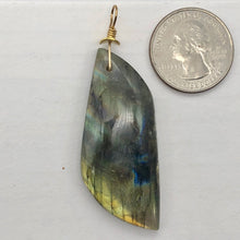Load image into Gallery viewer, Labradorite 14K Gold Filled Drop Pendant | 2 1/2" Long | Yellow Rainbow |