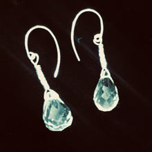 Load image into Gallery viewer, Facetted Quartz Briolette Sterling Silver Earrings | 1 1/2" Long |Clear| 1 Pair|