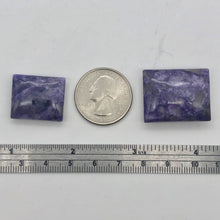 Load image into Gallery viewer, 80cts of Rare Rectangular Pillow Charoite Beads | 2 Beads | 27x22x10mm | 10871B - PremiumBead Alternate Image 4