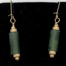 Load image into Gallery viewer, Lush Nephrite Jade 12x6mm Bead 14K Gold Filled Earrings | Green | 1 1/2" Long |