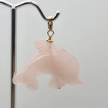 Load image into Gallery viewer, Rose Quartz Carved Dolphin 14K Gold Filled Pendant | 1.5 Inch | Pink |