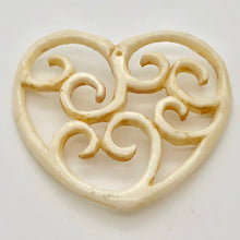 Load image into Gallery viewer, Delicate Carved Waterbuffalo Bone Heart Bead 10744 - PremiumBead Primary Image 1

