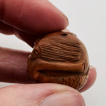 Load image into Gallery viewer, Hand Carved Boxwood Mermaid 20mm Round Ojime/Netsuke Bead - PremiumBead Alternate Image 3