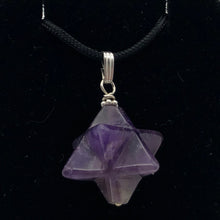 Load image into Gallery viewer, Kabbalah Carved Amethyst Merkaba Star and Sterling Silver Pendant 509288AMS - PremiumBead Alternate Image 3