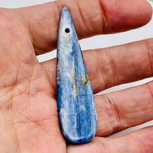 Load image into Gallery viewer, Kyanite 15.3g Teardrop Briolette Pendant Bead | 70x17x7mm | Blue Silver | 1 Bead