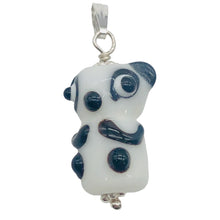 Load image into Gallery viewer, Lampwork Glass Sterling Silver Panda Pendant | 1 1/4" Long | White/Black | 1 |