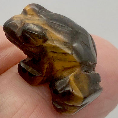 Adorable Tigereye Frog Figurine | 22x17x10mm | Golden Brown - PremiumBead Primary Image 1