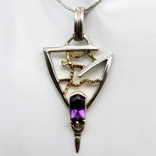 Load image into Gallery viewer, Amethyst Sterling Silver Pendant with 18K Gold Accent - PremiumBead Alternate Image 2
