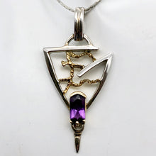 Load image into Gallery viewer, Amethyst Sterling Silver Pendant with 18K Gold Accent - PremiumBead Alternate Image 2