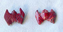 Load image into Gallery viewer, 2 Hand Carved Brecciated Jasper Bat Beads | 21x16x5mm | Red - PremiumBead Primary Image 1
