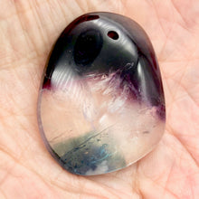 Load image into Gallery viewer, Purple/Clear/Teal Fluorite Freeform Pendant Bead! | 38x31mm | Purple | Oval | - PremiumBead Alternate Image 4