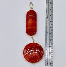 Load image into Gallery viewer, Sardonyx Large Round and Rectangle Pendant| 3 1/2" Long | Red/Orange/White |