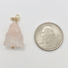 Load image into Gallery viewer, Namaste Hand Carved Rose Quartz Buddha and 14k Gold Filled Pendant, 1.5" Long - PremiumBead Alternate Image 6