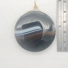 Load image into Gallery viewer, Sardonyx Agate 40mm Coin 14K Gold Filled Bead Pendant | Black | 2" Long |