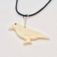Load image into Gallery viewer, White Raven Carved Bone W / Sterling Silver Pendant 510804S - PremiumBead Primary Image 1