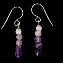 Load image into Gallery viewer, Enchanting Fluorite 4mm Bead Dangle Silver Earrings! | 1 3/8" Long |