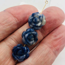 Load image into Gallery viewer, Charm Hand Carved Blue Sodalite Rose Beads |14x7mm | 3 Beads |