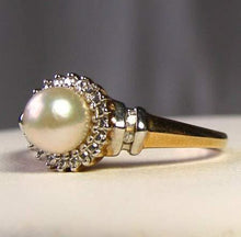 Load image into Gallery viewer, Natural Cream Pearl and Diamonds Solid 10K Yellow Gold Ring Size 7 9982Aw - PremiumBead Alternate Image 3