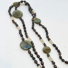 Load image into Gallery viewer, Elegant Black-Cherry FW Pearl Labradorite 27 inch Necklace 200021 - PremiumBead Alternate Image 2