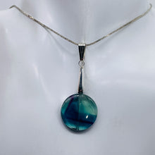 Load image into Gallery viewer, Fluorite Sterling Silver Striped Coin | 1 3/4" Long | Purple/Blue | 1 Pendant |