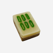Load image into Gallery viewer, Mahjong Bamboo Rectangle Tile Pendant Bead | 25x17x9mm | Green White | 1 Bead |