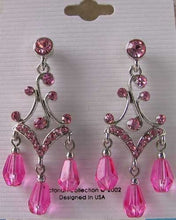 Load image into Gallery viewer, Shimmer! Silvertone & Pink Crystal Fashion Earrings 10079E - PremiumBead Primary Image 1