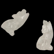 Load image into Gallery viewer, Howling New Moon 2 Carved Clear Quartz Wolf Coyote Beads | 21x11x8mm | Clear
