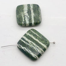 Load image into Gallery viewer, Jasper Zebra Stone Square | 25x25x7mm | Green White | 2 Bead(s)