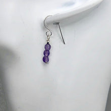 Load image into Gallery viewer, AAA Natural Faceted Amethyst Round 4mm beads Earrings | 1" Long | Purple |