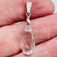 Load image into Gallery viewer, Quartz Sterling Silver Facetted Briolette | 1 1/2" Long | Clear | 1 Pendant |