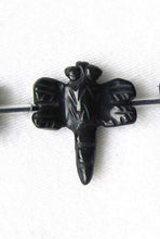 Load image into Gallery viewer, Fab 2 Hand Carved Onyx Dragonfly Briolette Beads | 23x18x5mm-26x21x4mm | Black - PremiumBead Primary Image 1