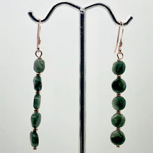 Load image into Gallery viewer, Siberia Russian Seraphinite Dangling Coin Bead Earrings |Rose Gold | 2" Long |